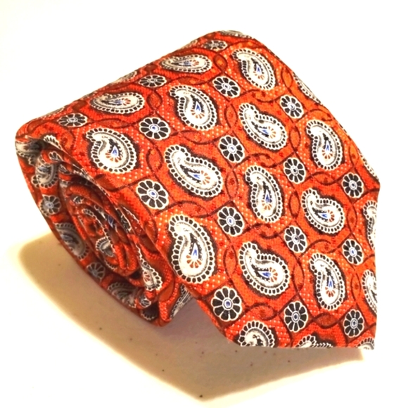 Robert Talbott Necktie Red Geometric Silk Neck Tie - Picture 1 of 5